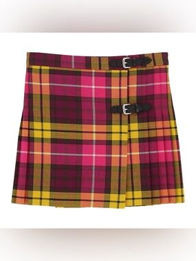 Gucci Girls Tartan Wool Skirt Pink